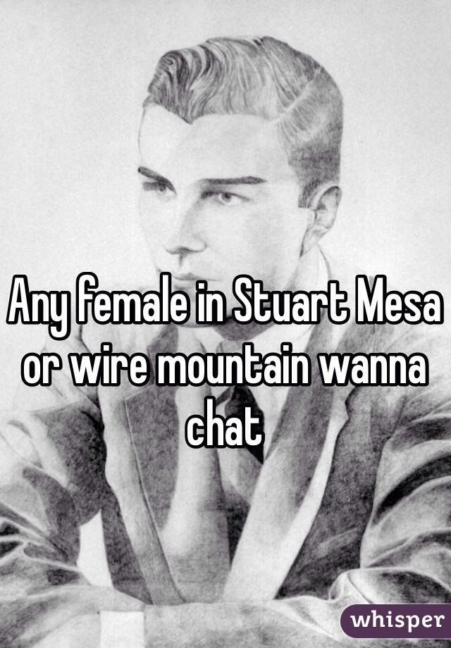Any female in Stuart Mesa or wire mountain wanna chat 