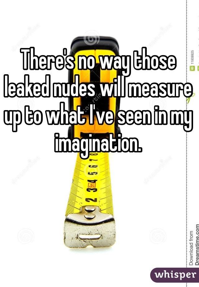 There's no way those leaked nudes will measure up to what I've seen in my imagination. 