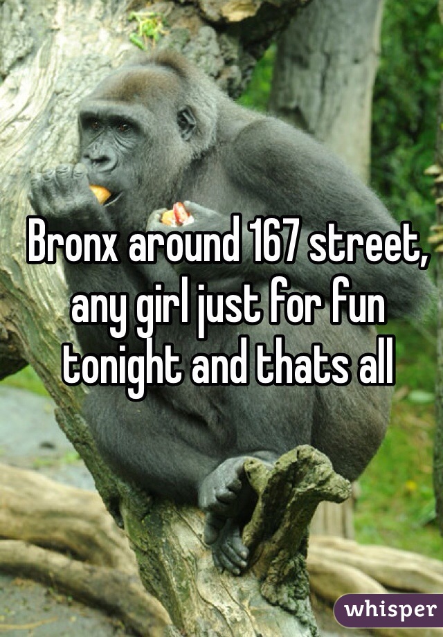 Bronx around 167 street, any girl just for fun tonight and thats all