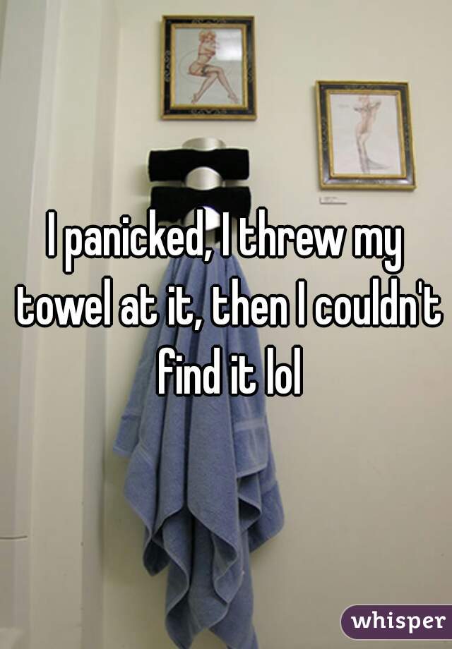 I panicked, I threw my towel at it, then I couldn't find it lol