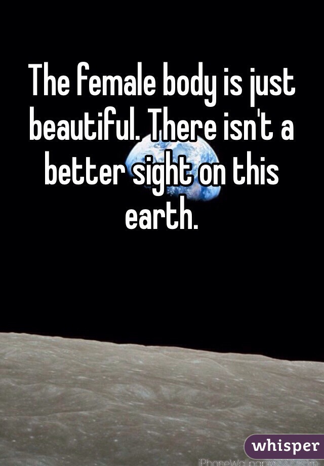 The female body is just beautiful. There isn't a better sight on this earth. 