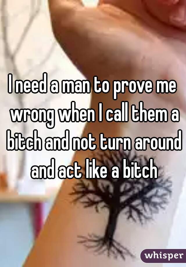 I need a man to prove me wrong when I call them a bitch and not turn around and act like a bitch