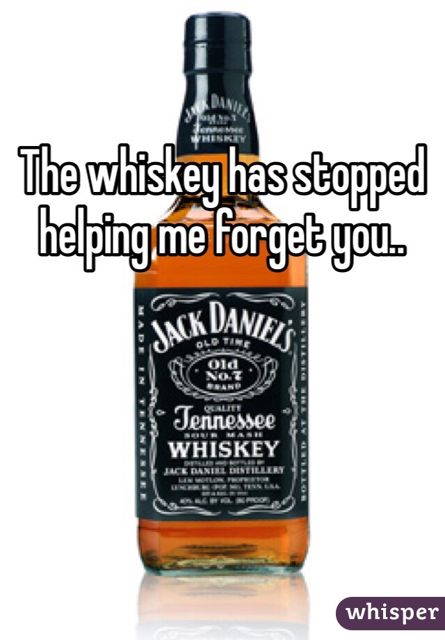 The whiskey has stopped helping me forget you..