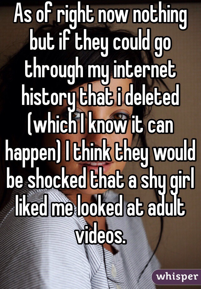 As of right now nothing but if they could go through my internet history that i deleted (which I know it can happen) I think they would be shocked that a shy girl liked me looked at adult videos. 