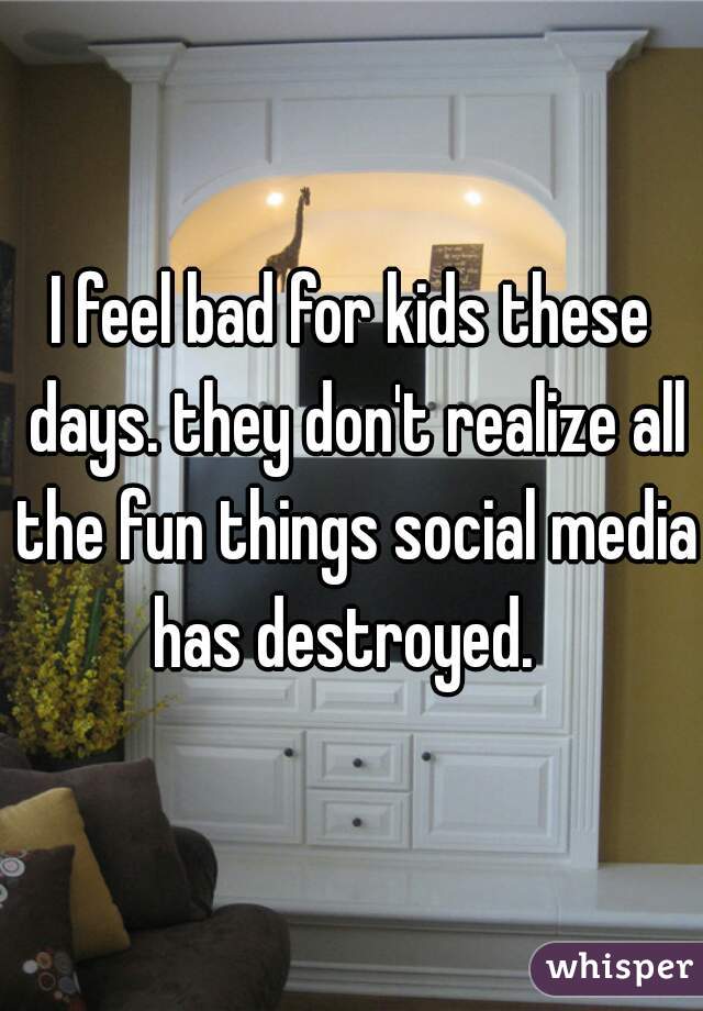I feel bad for kids these days. they don't realize all the fun things social media has destroyed.  