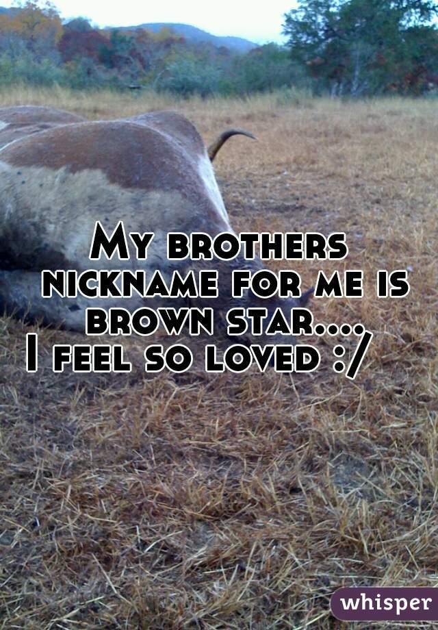 My brothers nickname for me is brown star....


I feel so loved :/   