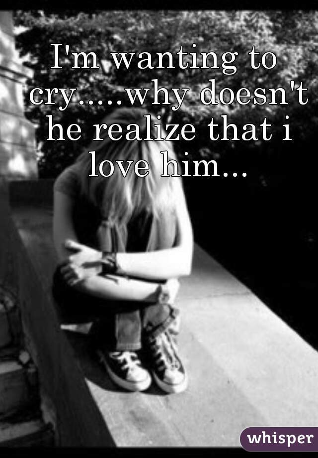 I'm wanting to cry.....why doesn't he realize that i love him...