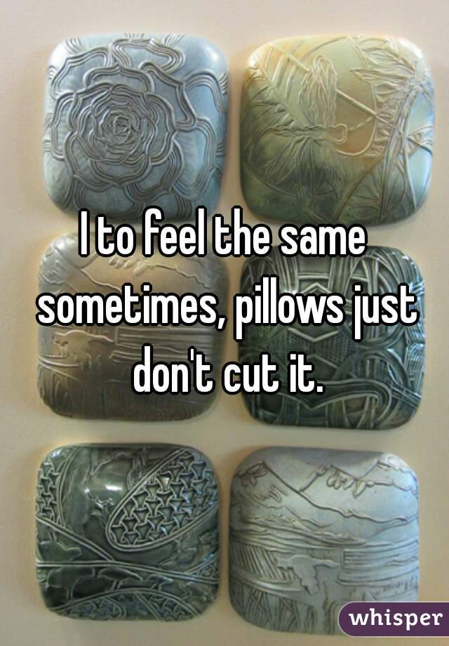 I to feel the same sometimes, pillows just don't cut it.