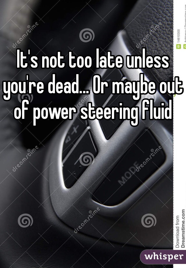 It's not too late unless you're dead... Or maybe out of power steering fluid