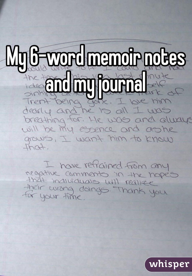 My 6-word memoir notes and my journal