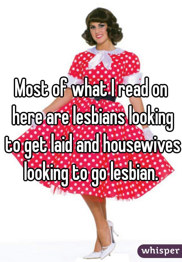 Most of what I read on here are lesbians looking to get laid and housewives looking to go lesbian. 