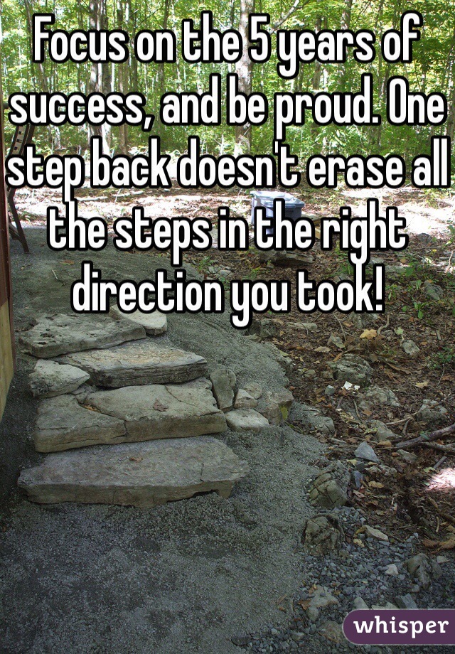 Focus on the 5 years of success, and be proud. One step back doesn't erase all the steps in the right direction you took! 