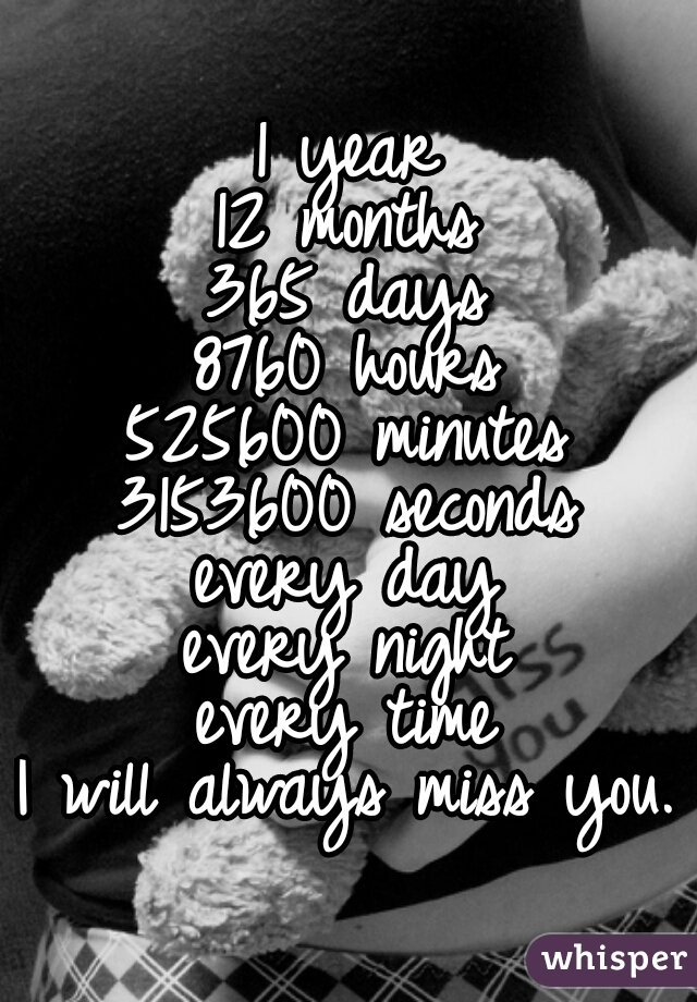 1 Year 12 Months 365 Days 8760 Hours Minutes Seconds Every Day Every Night