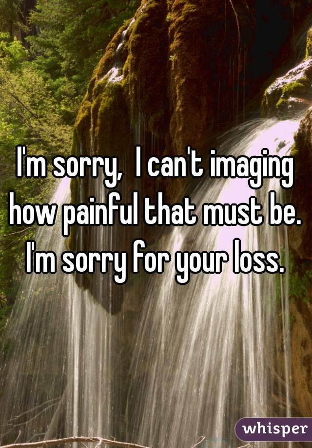 I'm sorry,  I can't imaging how painful that must be.  I'm sorry for your loss. 