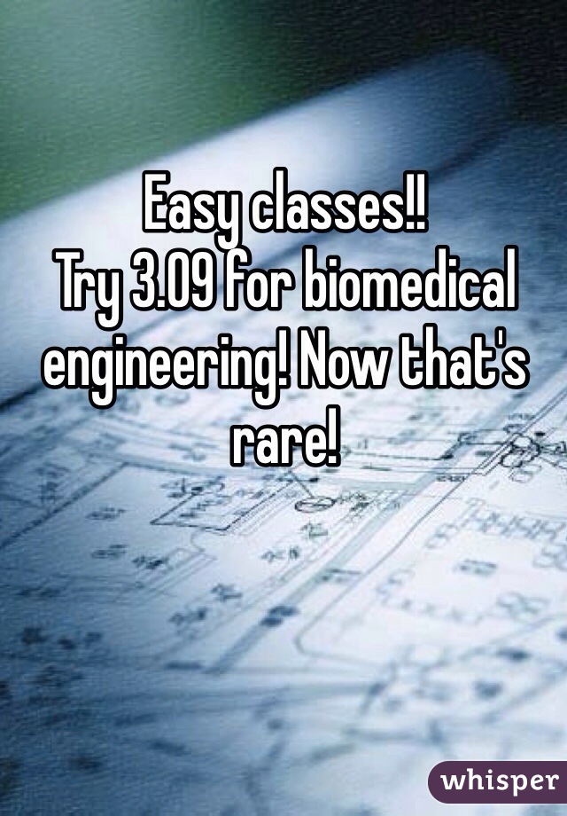 Easy classes!!
Try 3.09 for biomedical engineering! Now that's rare!