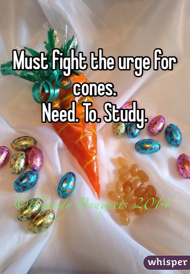 Must fight the urge for cones.
Need. To. Study.