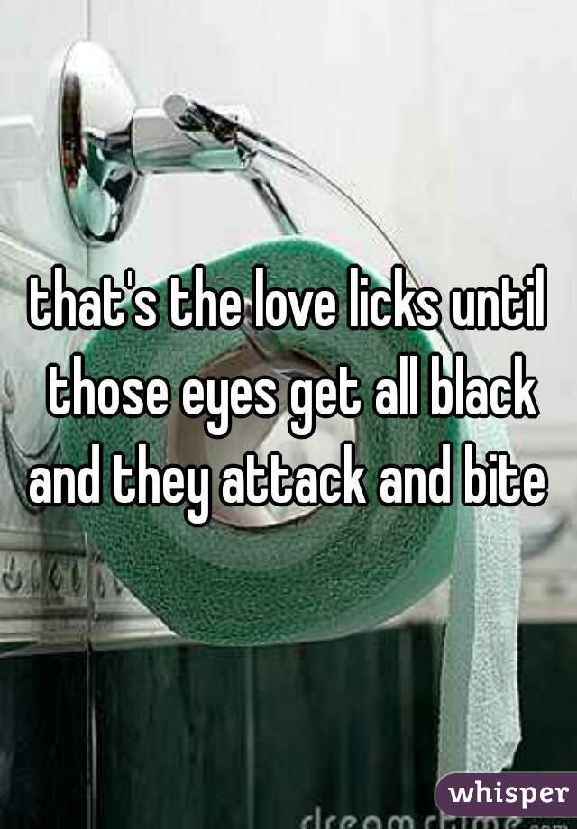 that's the love licks until those eyes get all black and they attack and bite 
