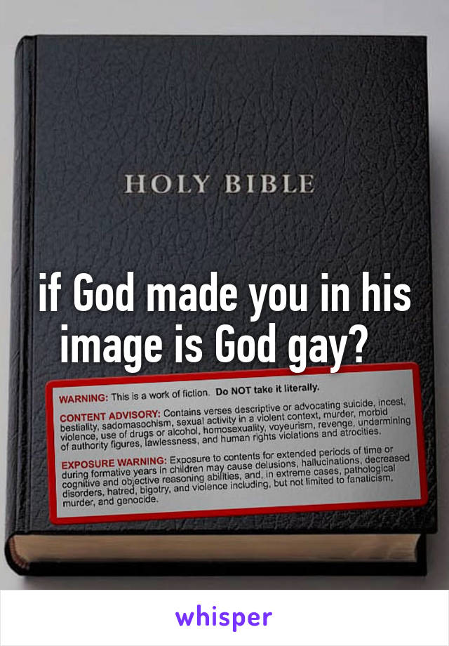 if God made you in his image is God gay?  