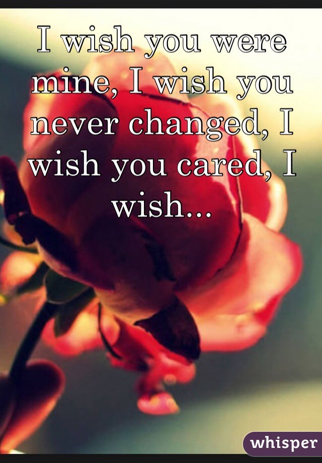 I wish you were mine, I wish you never changed, I wish you cared, I wish... 
