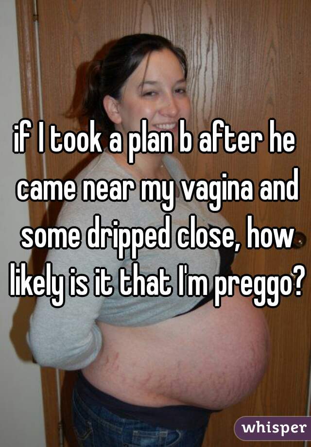 if I took a plan b after he came near my vagina and some dripped close, how likely is it that I'm preggo?