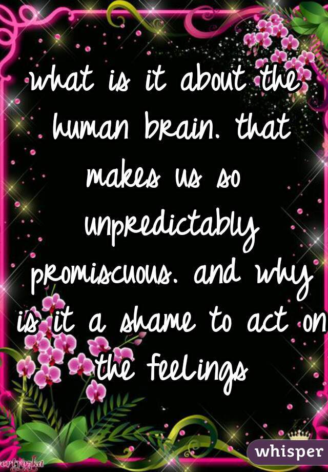 what is it about the human brain. that makes us so  unpredictably promiscuous. and why is it a shame to act on the feeLings