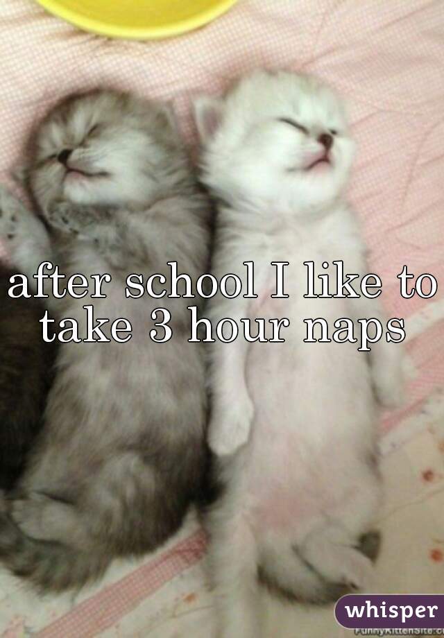 after school I like to take 3 hour naps 