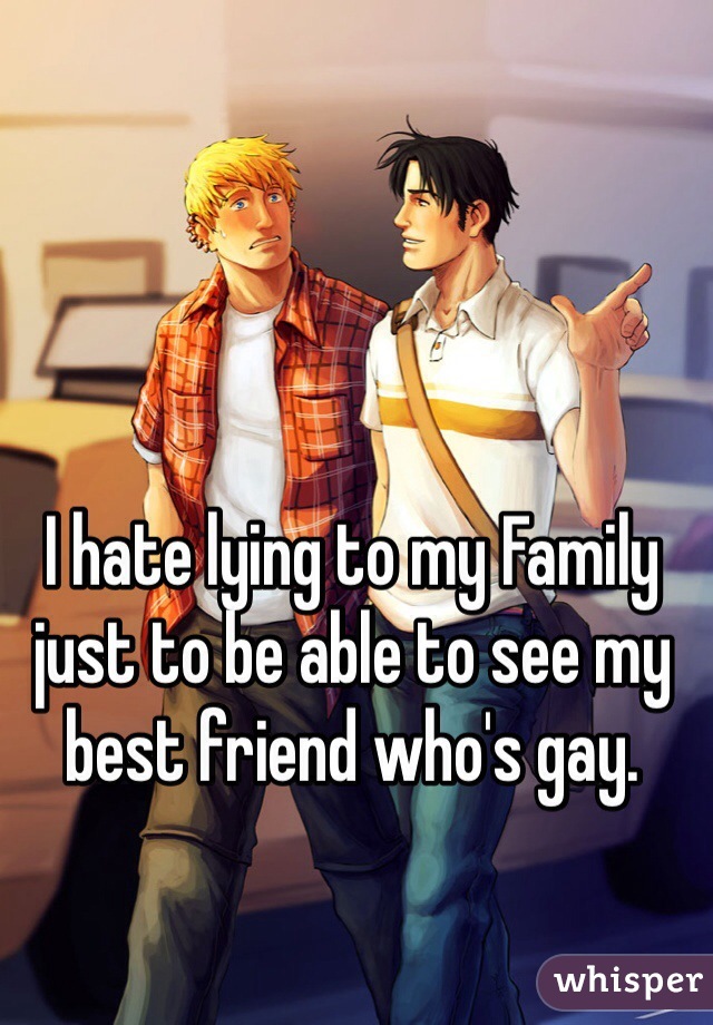 I hate lying to my Family just to be able to see my best friend who's gay.