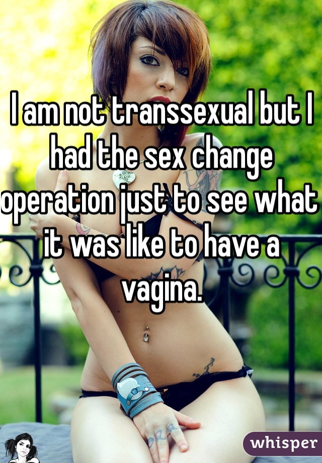 I am not transsexual but I had the sex change operation just to see what it was like to have a vagina.
