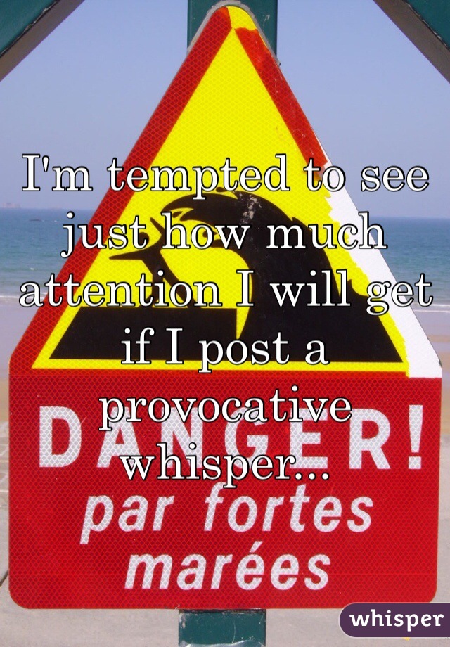 I'm tempted to see just how much attention I will get if I post a provocative whisper...