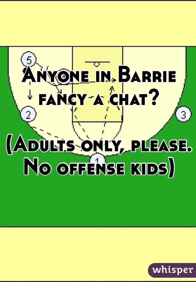 Anyone in Barrie fancy a chat?

(Adults only, please. No offense kids)