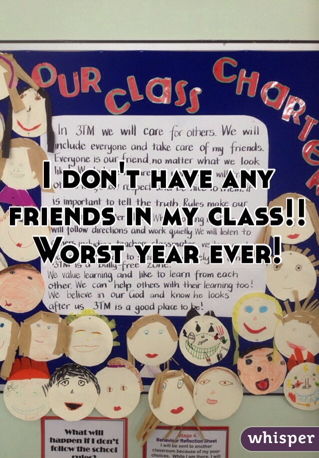 I don't have any friends in my class!! Worst year ever!