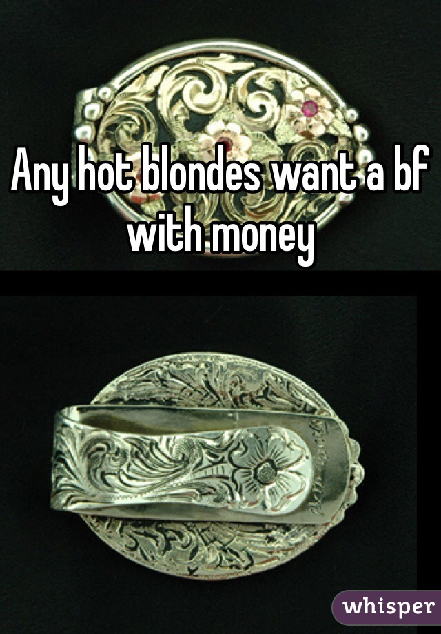Any hot blondes want a bf with money 