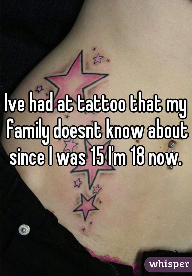 Ive had at tattoo that my family doesnt know about since I was 15 I'm 18 now. 