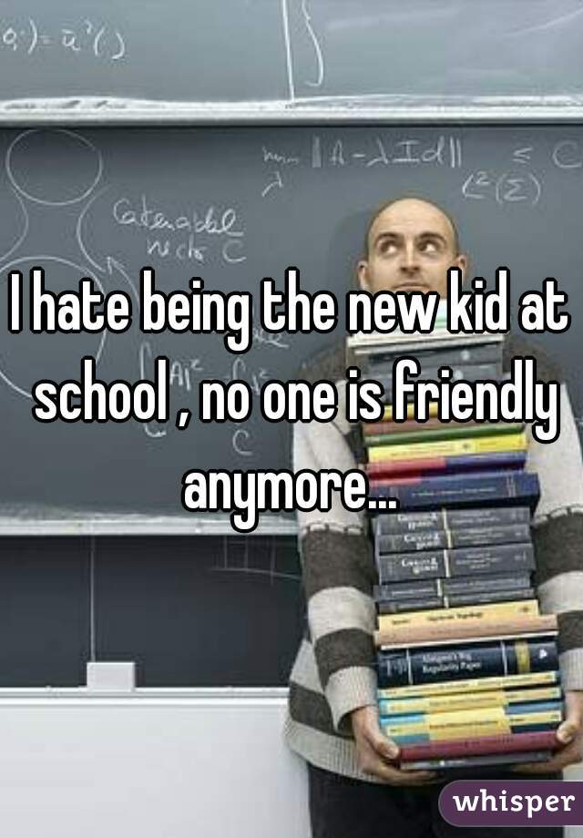 I hate being the new kid at school , no one is friendly anymore... 
