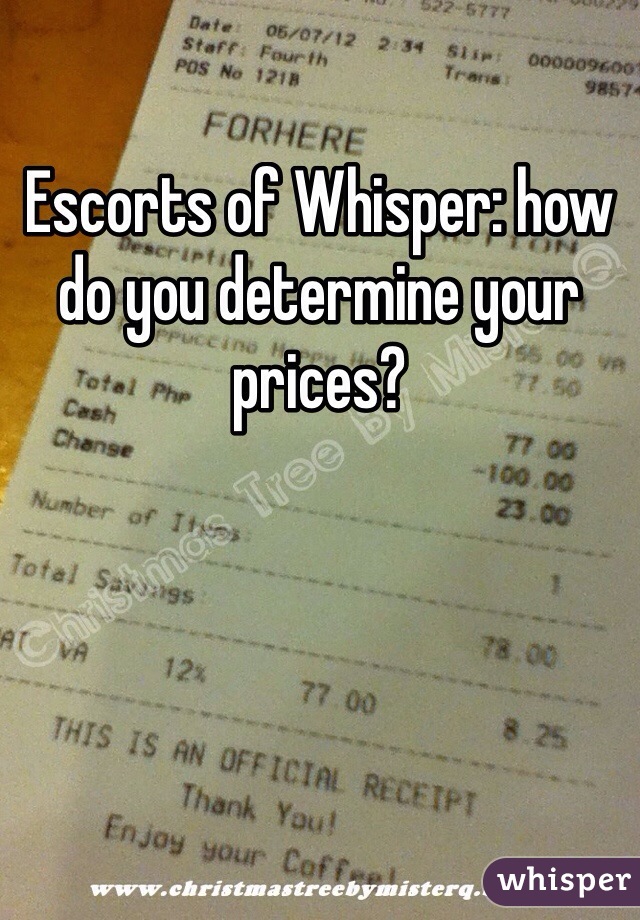 Escorts of Whisper: how do you determine your prices?