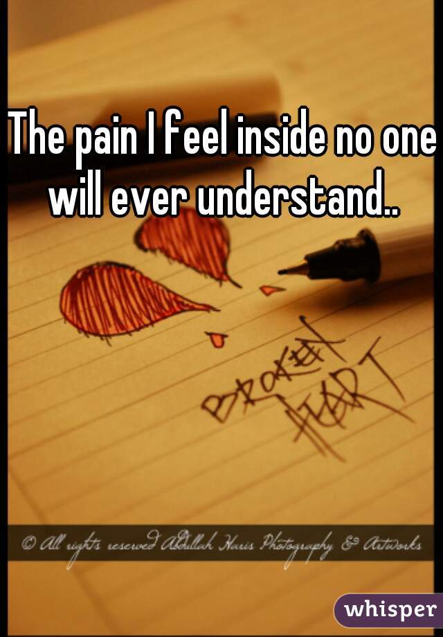 The pain I feel inside no one will ever understand.. 
