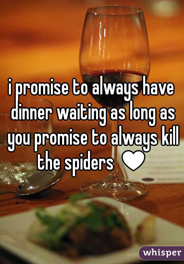 i promise to always have dinner waiting as long as you promise to always kill the spiders ♥
