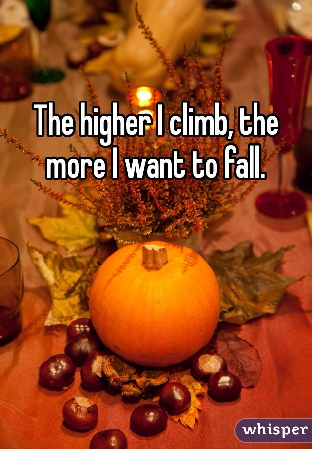 The higher I climb, the more I want to fall.