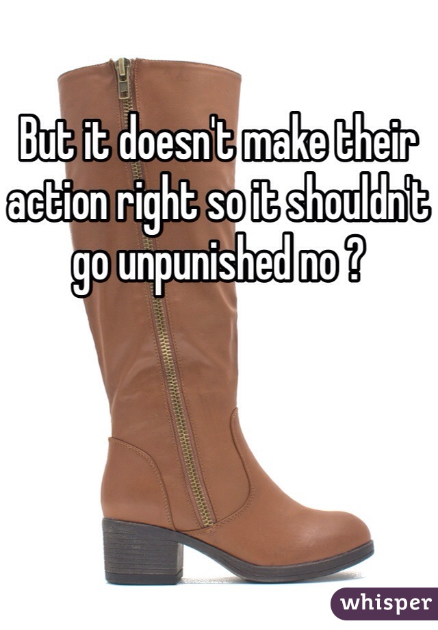 But it doesn't make their action right so it shouldn't go unpunished no ?