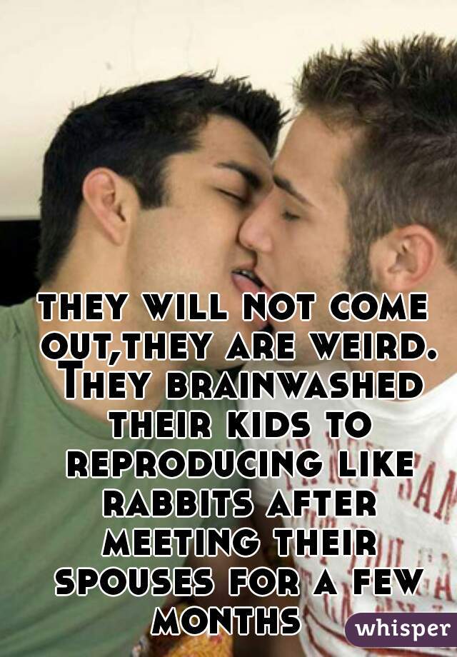 they will not come out,they are weird. They brainwashed their kids to reproducing like rabbits after meeting their spouses for a few months  