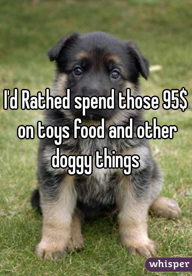 I'd Rathed spend those 95$ on toys food and other doggy things 