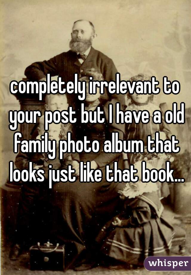 completely irrelevant to your post but I have a old family photo album that looks just like that book...