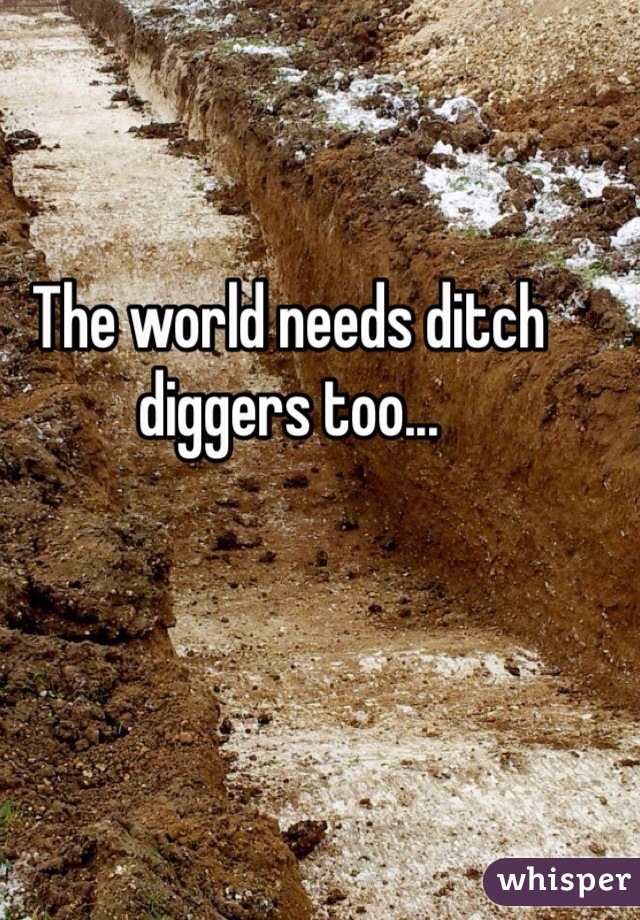 The world needs ditch diggers too...