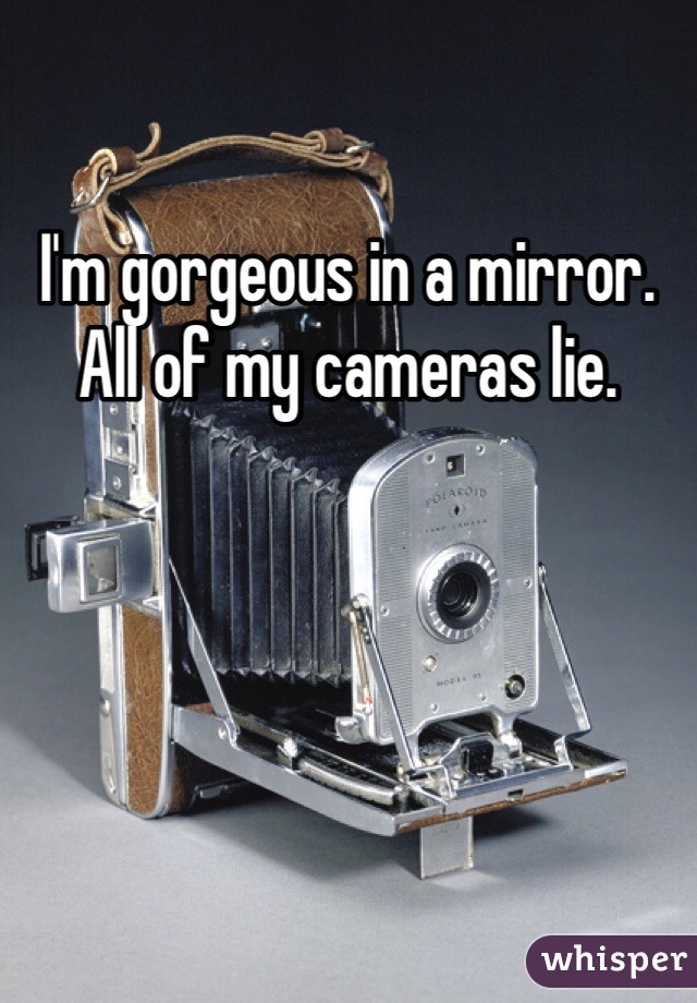I'm gorgeous in a mirror. All of my cameras lie. 