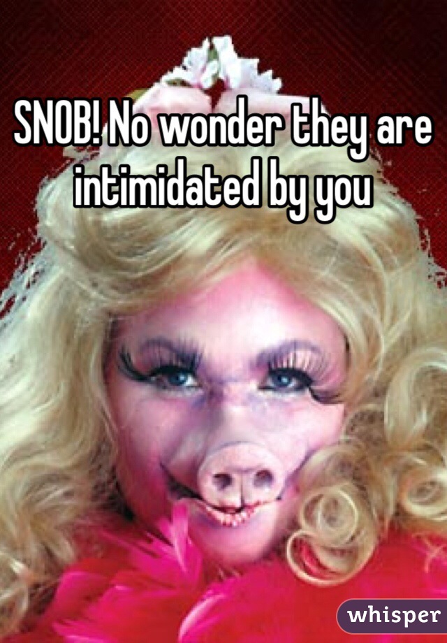 SNOB! No wonder they are intimidated by you
