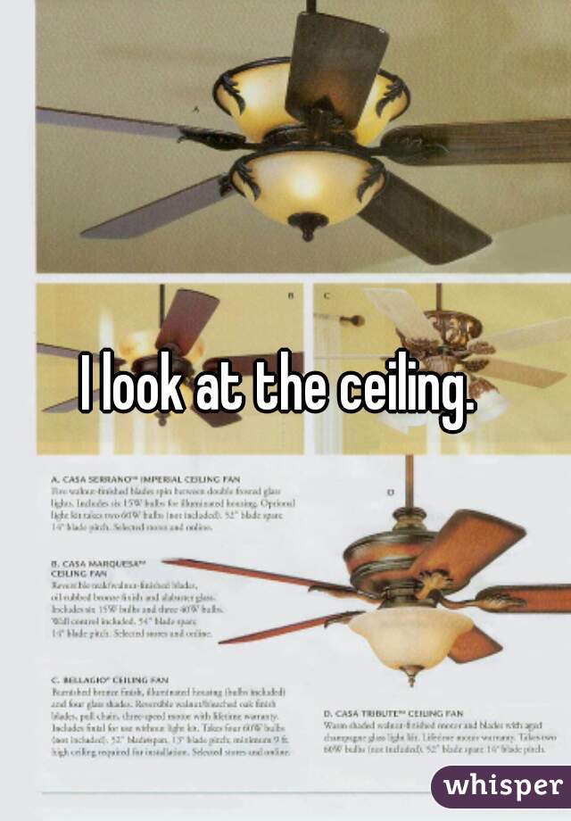 I look at the ceiling. 