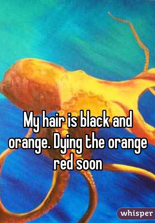 My hair is black and orange. Dying the orange red soon 