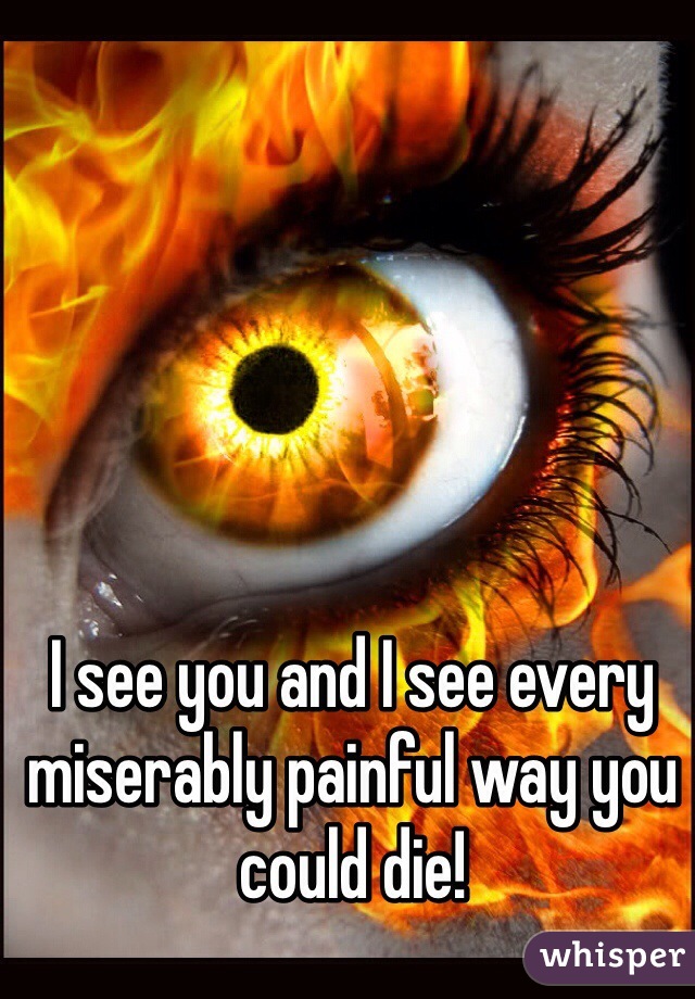 I see you and I see every miserably painful way you could die!