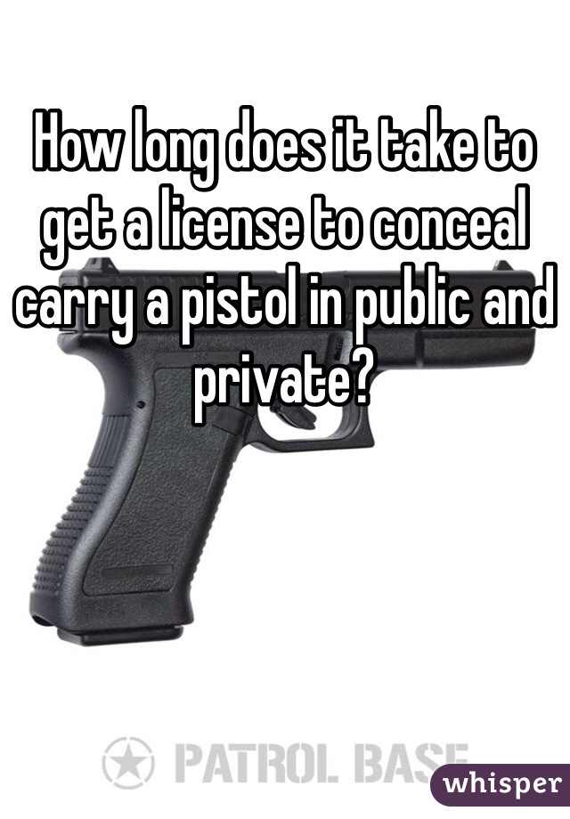 How long does it take to get a license to conceal carry a pistol in public and private?