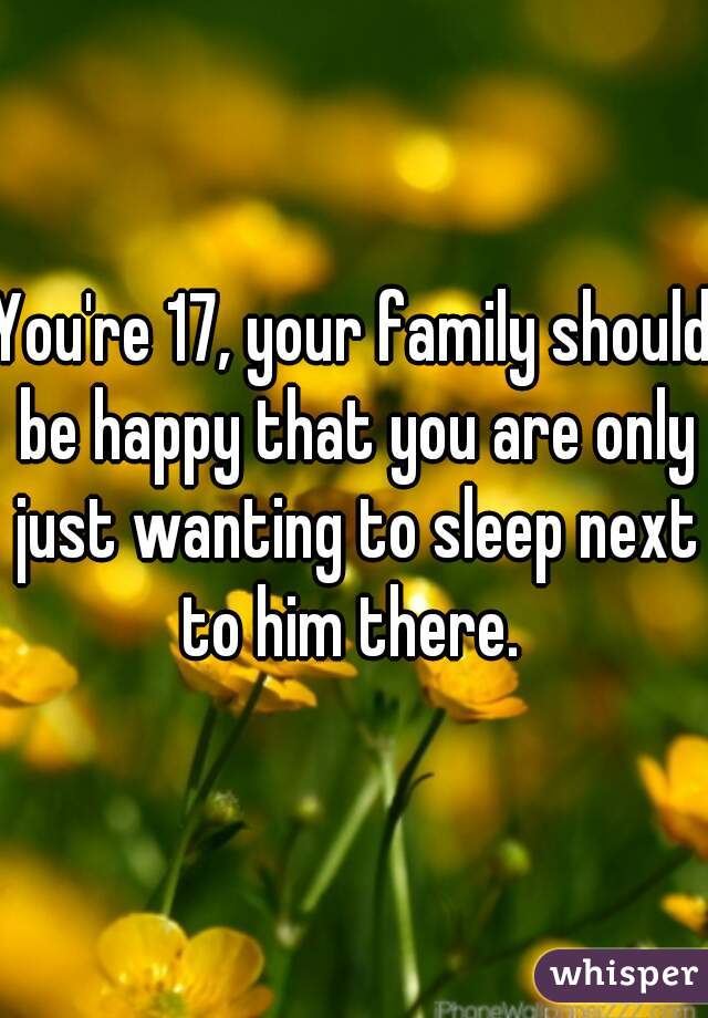 You're 17, your family should be happy that you are only just wanting to sleep next to him there. 